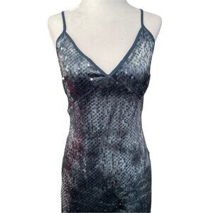 Zara Blue Green Sequined Cocktail Spaghetti Strap Dress